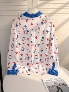 Resyla HELLO KITTY AND FRIENDS | SHEIN 女款時尚印花寬鬆街頭休閒上衣襯衫 - 白色 - 查看 2