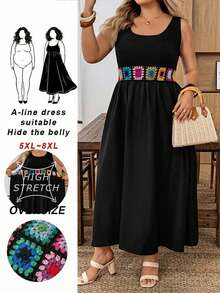 SHEIN CURVE+ Plus Size Summer Vacation Dress Vacation Black Boho Bohemian Dinner Vacation - Black - View 1