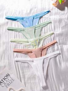 Snug Zone Women's Comfortable Minimalist Thong Panties 5-Pack - Multicolor - View 2