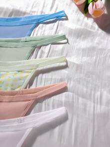 Snug Zone Women's Comfortable Minimalist Thong Panties 5-Pack - Multicolor - View 3