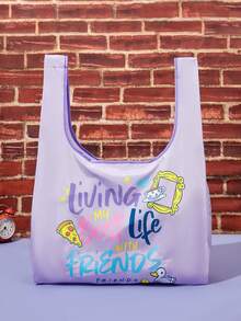 FRIENDS X Joivida 1 buah Tas Tote Lipat Kapasitas Besar yang Dapat Digunakan Kembali untuk Wanita, Serbaguna untuk Bepergian, Berbelanja, Mudah Dibuka dan Ditutup, Multifungsi untuk Berbagai Acara, & Nyaman, Serbaguna Kembali Menjadi Ransel Sekolah, Tas Sekolah, Kapasitas Besar, Ringan - Biru muda - View 1
