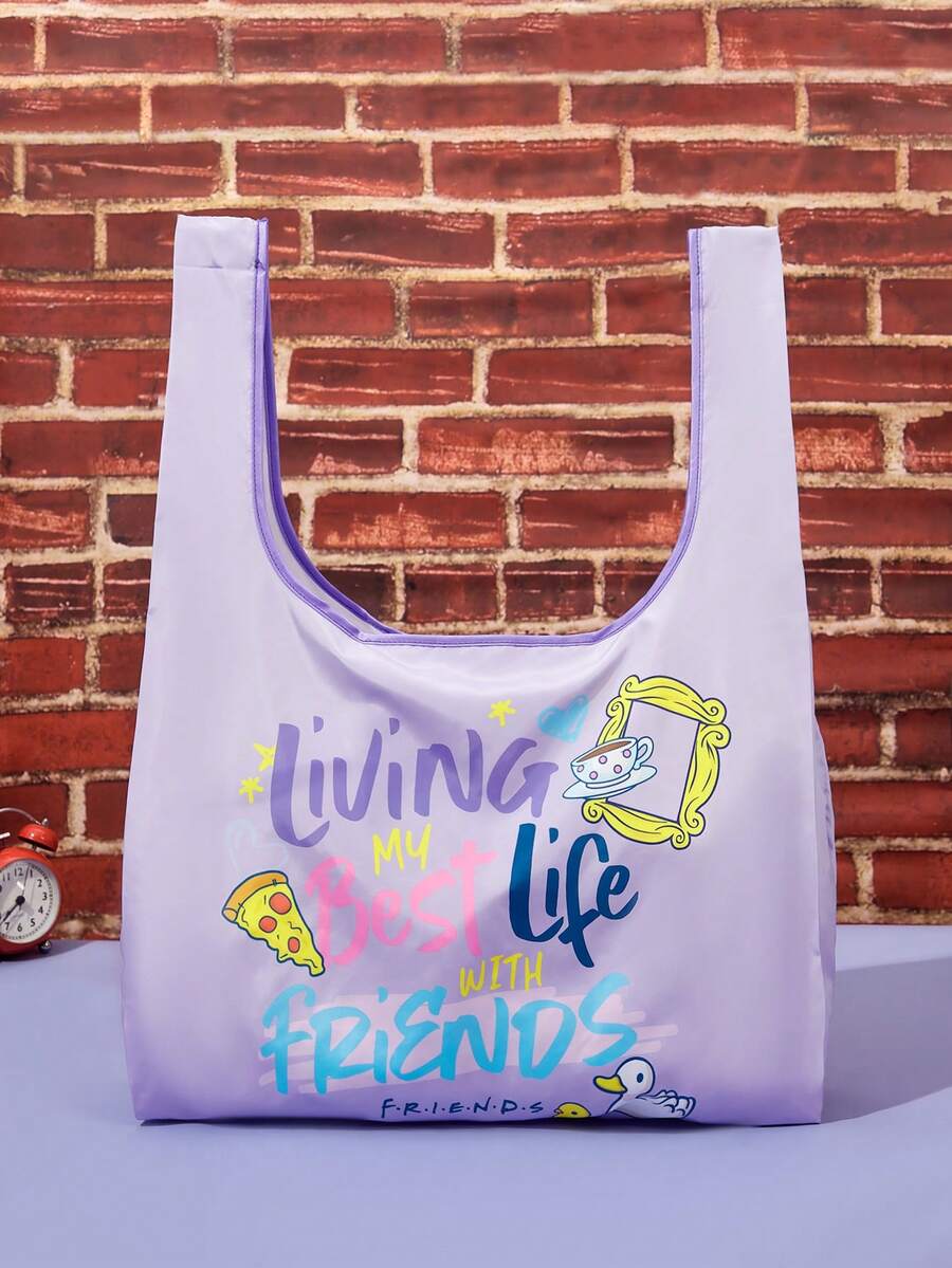 FRIENDS X Joivida 1 buah Tas Tote Lipat Kapasitas Besar yang Dapat Digunakan Kembali untuk Wanita, Serbaguna untuk Bepergian, Berbelanja, Mudah Dibuka dan Ditutup, Multifungsi untuk Berbagai Acara, & Nyaman, Serbaguna Kembali Menjadi Ransel Sekolah, Tas Sekolah, Kapasitas Besar, Ringan - Biru muda - View 1