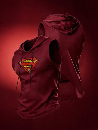SUPERMAN X SHEIN RISE LYT 男士夏季連帽運動背心