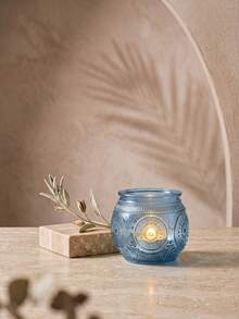 Cirelle 6pcs Embossed Glass Votive Candle Holders, Retro Round Glass Tealight Cup For Votive Candles, Decorative Glass Candle Jar For Dining Table, Spa, Wedding Centerpiece & Holiday Decor - multicolor - View 8