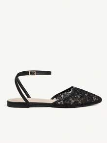 CUCCOO CHICEST Women's Mesh Embroidered Flat-Soled Shoes - Black - View 3