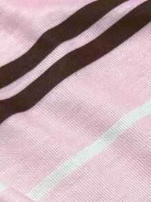 SHEIN 少女條紋圓領短袖T恤與長褲休閒套裝 - 彩色 - 查看 3