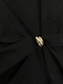 GlowEve CURVE Plus Size Women's V-Neck Pleated Fashion Blouse Fall - Black - View 3