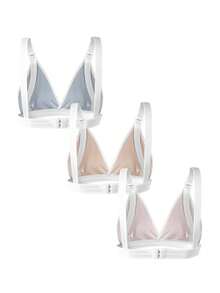 Moonlight&Mama Women's Multi-Color Basic Skin-Friendly Detachable Nursing Bra 3-Piece Set - Multicolor - View 2