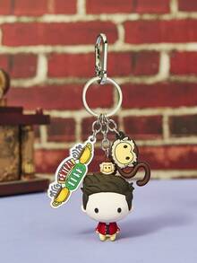 FRIENDS X POKOJA LAND 1 pieza Llavero creativo 3D de FRIENDS, colgante con encanto de personaje de mono lindo con detalles de dibujos animados divertidos, accesorio ligero y llamativo para llaves, mochilas y uso diario - Multicolor - Ver 1