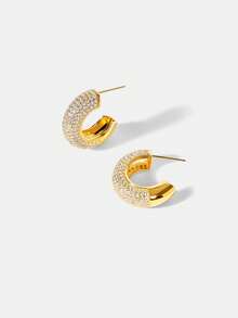 MOTF PREMIUM 18K GOLD-PLATED HIGH-END HALF-RING STUD EARRINGS NICHE DESIGN C-SHAPED EARRINGS COMMUTER WORKPLACE TEMPERAMENT EARRINGS - Yellow Gold - View 2