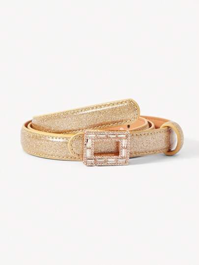 Opalesca Gold Star Leather Diamond Button Head Fashion Belt