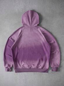 ROMWE MEN Street Life Men's Streetwear Gradient Color Long Sleeve Drawstring Pocket Hooded Sweatshirt - Purple - View 2