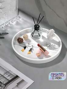 White Marble Texture Silicone Tray, Waterproof Flexible Decorative Storage Tray, Catchall Organizer Tray For Cosmetics, Jewelry, Bathroom Counter, Kitchen & Bedroom Decor - multicolor - View 2