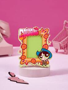THE POWERPUFF GIRLS X Joivida 1件裝卡通圖案壓克力磁吸相框展示架，適用3英吋迷你照片，直立式設計，紫色與粉色兩款可愛邊框可選，簡約創意，適合派對、生日、節日禮物，不含磁鐵 - 均碼 - 查看 5