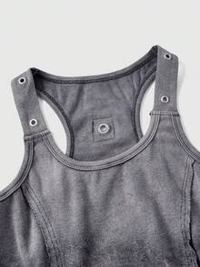 ROMWE Street Life Regata Feminina Degradê em Denim, Denim Macio Y2K Streetwear, Versátil Primavera/Verão Vintage - Azul - Visão 3