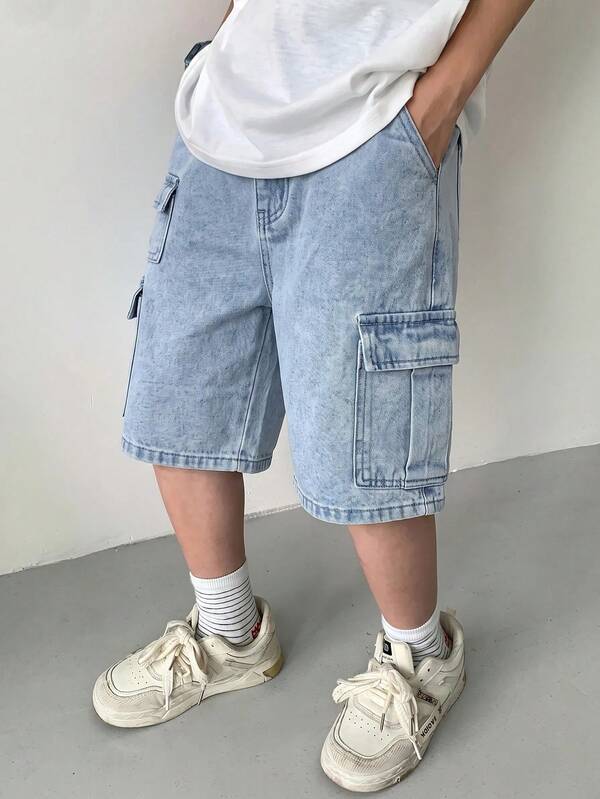 Kids Tween Boy Summer Casual Cargo Denim Shorts