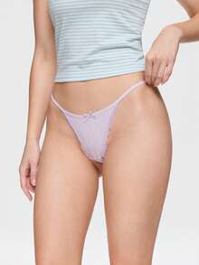 Bonmuse 3pcs Comfortable Pure Cotton Low Waist Women's Thong - Multicolor - View 4