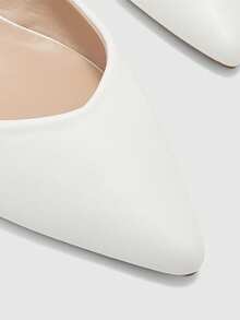 CUCCOO BIZCHIC Women's Black Pointed Toe Kitten Heel Sexy Fashion Backstrap High Heel Pumps, Versatile For Daily Commute, Casual, Work For Christmas - White - View 7