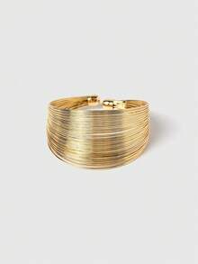 SHEIN BAE Minimalist Cuff Bangle - Yellow Gold - View 2