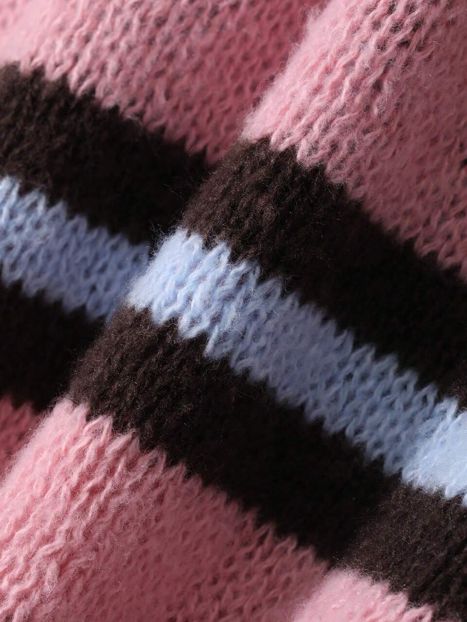 Contrast Color Striped Loose Long Sleeve Polo Collar Pullover Knit Sweater Casual Vacation Street Style Autumn/Winter Knitwear For Women