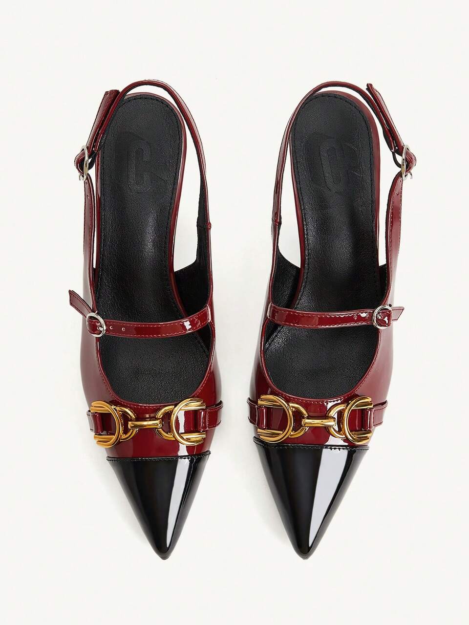 CUCCOO CHICEST Women's Shoes Color Matching Pointed Toe Women's High Heels Shoes Sandals Women's Metal Buckle Elegant Red PU Fashion Dating Wedding Fall Shoes