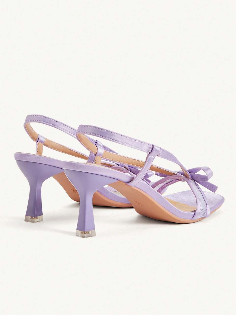 CUCCOO CHICEST Purple Bow Square Toe High Heel Sandals Women's, Mesh Strap Slingback Stiletto Word Strap Summer Fairy Shoes
