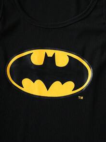 BATMAN X SHEIN 男士圆领休闲百搭印花背心 - 黑色 - 查看 4