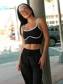 Nelanie Turli Breathable Round Neck Sleeveless Patterned Mesh Sports Tank Topworkout Tank Top Black - Black - View 4