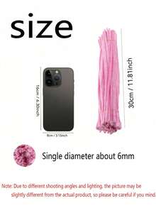100Pcs/Set Twist Tie Plush Craft Sticks – DIY Floral Bouquet Material, Foldable Colorful Pipe Cleaners, Bendable Craft Supplies For Mother's Day Graduation Wedding Birthday Gifts – Note: Slight Color Difference Due To Lighting/Angle - Multicolor - View 5