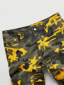 ROMWE MEN Men's Camouflage Layered Flare Jeans - Multicolor - View 4