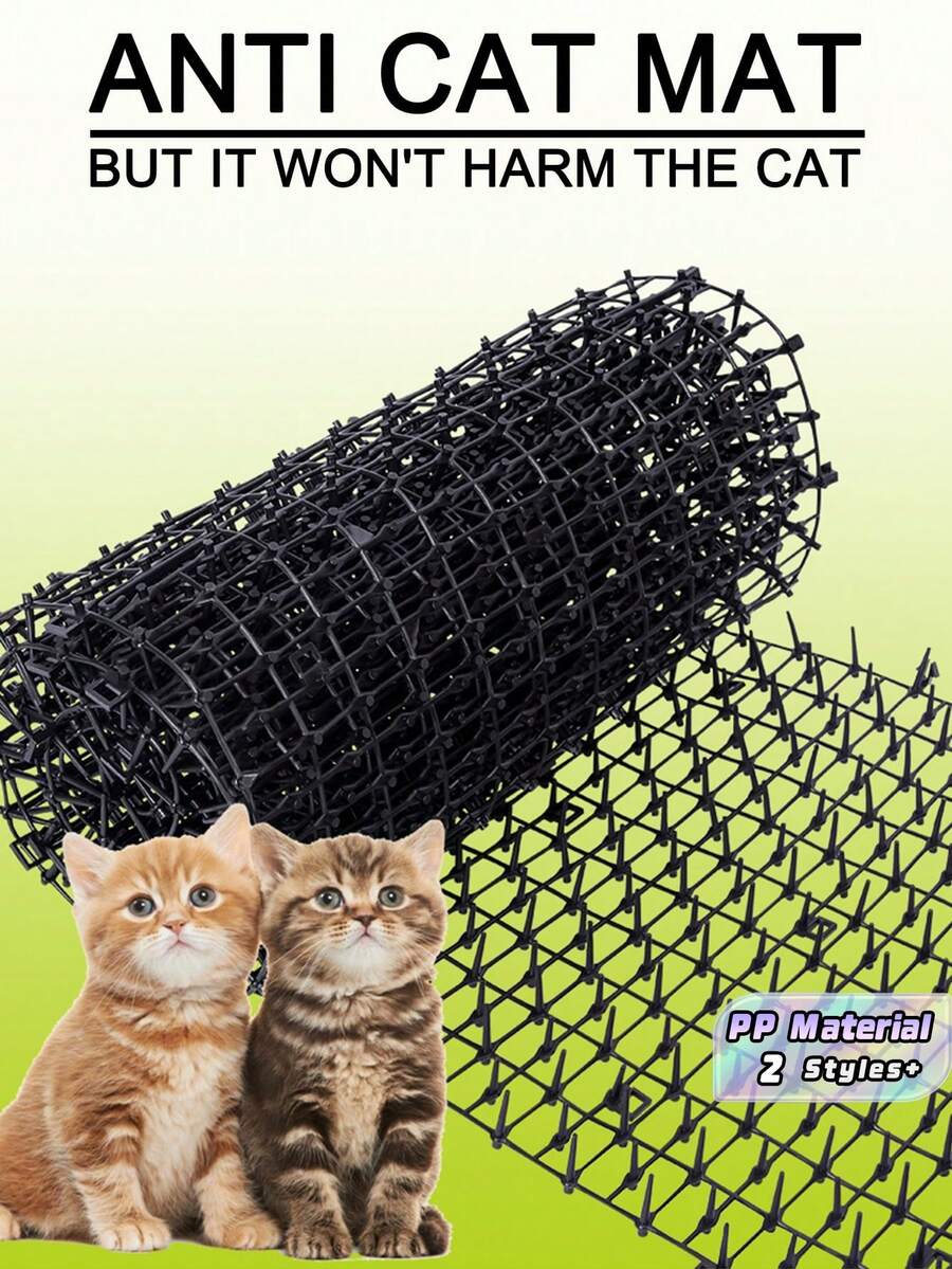 1 Roll 30*100cm Black Pp Material Cat Repellent Mat, Effective Cat & Dog Deterrent For Indoor/Outdoor Potted Plants & Lawn Protection Mat - black - View 1