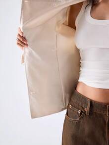 LYSMO Impermeabile da donna colore unito con colletto alto, alla moda, versatile per uso quotidiano e viaggi - Cachi - Visualizzare 8
