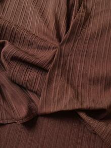 SHEIN LUNE CURVE Plus Size Women's Fashion Polo Collar Knotted Blouse, Autumn/Winter Fall - Brown - View 3