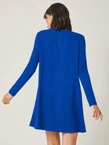 EURMUSE Solid Tee Dress - Blue - View 2