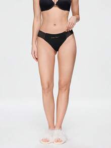 Bonmuse European And American Sexy Ice Silk Lace Patchwork Solid Color Women's Triangle Panties - Black - View 6