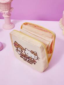 HELLO KITTY AND FRIENDS | Joivida HELLO 1個粉紅色衛生棉收納袋，可愛卡通印花聚酯纖維收納包，輕便便攜女性衛生用品收納盒，適合女孩與女性，適用於學校、旅行及日常攜帶 - 淡黃色 - 查看 5