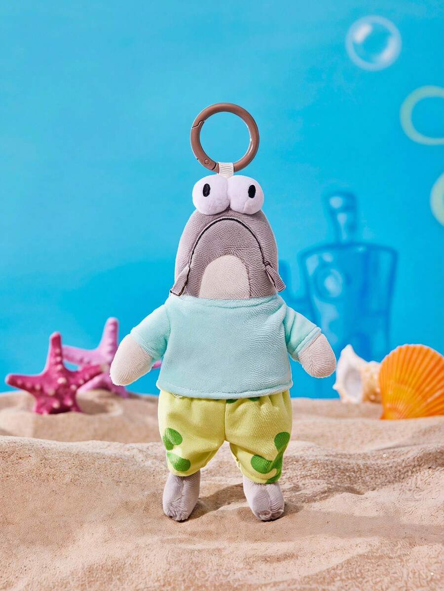 SpongeBob SquarePants | POKOJA LAND 1個 X POKOJA LAND 3D 絨毛吊飾鑰匙圈,灰色魚形,可愛獨特設計,可掛在包包、鑰匙、書包上,適合所有年齡層,生日或週年紀念的酷禮物 - 灰色 - 查看 1