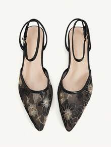 CUCCOO CHICEST Women's Mesh Embroidered Flat-Soled Shoes Fall Shoes - Black - View 2
