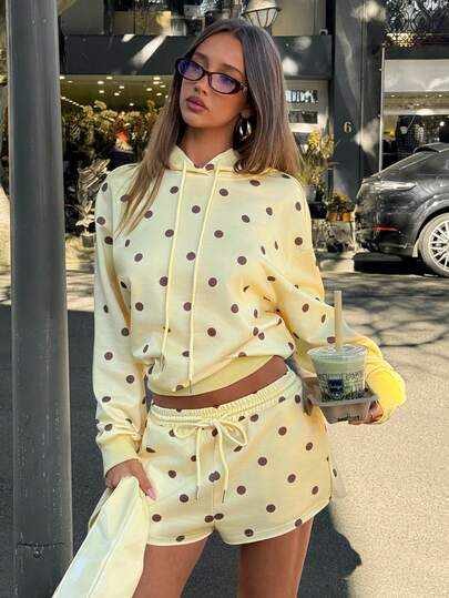 Aloruh Women's Casual Loose Polka Dot Print Sweatshirt Sweatshirt
