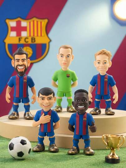 Minix Collectible Figurines 2026 World Cup Gift – Minix Barcelona Football Collectible 5pcs Set PVC Action Figures – Ter Stegen, Pedri, Ansu Fati, Frenkie De Jong – World Cup Season Football Fan Collectibles