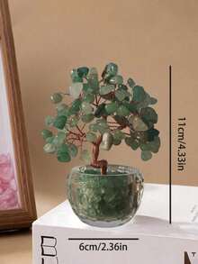 寶瓶水晶樹財神家居裝飾玄關擺件，適用於居家裝飾、辦公桌、招財、開業及喬遷禮物 - 綠色透明底座 - 查看 4