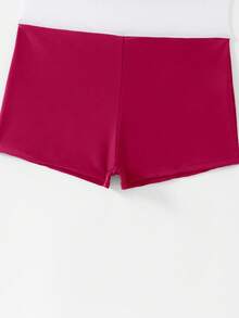 Swim Lushoire 女款海灘抓褶荷葉邊袖口連身泳衣 - 酒紅色 - 查看 5
