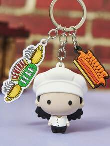 FRIENDS X POKOJA LAND FRIENDS 1pc 3D Creative Keychain Pendant, Cute Sofa And Cartoon Theme Design, Stereoscopic Character Detail, Lightweight Bag Charm & Key Holder Accessory For Daily Use And Gift Giving - Multicolor - View 7