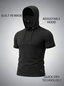 Manfinity Homme Men's UV Protection Short Sleeve Hooded Surf Suit - Black - View 5