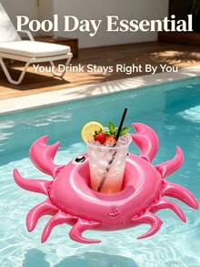 1 Inflatable Floating Pool Drink Holder – Cute Animal And Fruit Designs; Drink Floats For Summer Parties, Beach And Pool Accessories. - Swimming pool float - View 5
