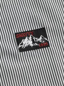 SWAVVY Men's Striped  Casual Daily Short Sleeve Polo Shirt - Black - View 5