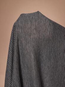 Lazeform Bata de descanso con capucha a rayas talla grande - Gris Oscuro - Ver 7