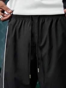 EVRINFINITE 1pc Men's Casual Sweatpants, Fashionable And Versatile For Autumn/Winter, Suitable For Sports, Work, Outdoor Activities, Jogging, Commuting, Loose And Straight-Leg Design - Black - View 4
