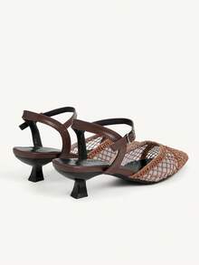 CUCCOO CHICEST Woven Mesh Rear Empty Sandals Women - dark brown - View 6