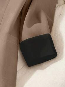 GlowEve CURVE Plus Size Elegant Fitted Notch Lapel Blazer, Single-Breasted Colorblock Casual Business Jacket, Autumn/Winter - Brown - View 4